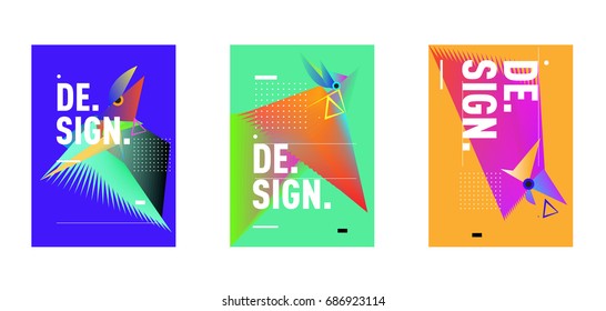 Minimalist Vector covers design Set. Cool geometric gradients shape. Futuristic Poster template.