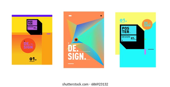 Minimalist Vector covers design Set. Cool geometric gradients shape. Futuristic Poster template.