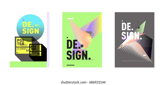 Minimalist Vector covers design Set. Cool geometric gradients shape. Futuristic Poster template.