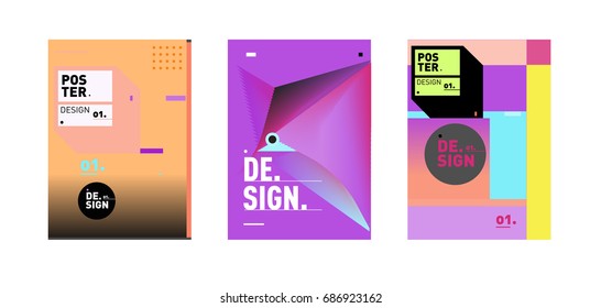 Minimalist Vector covers design Set. Cool geometric gradients shape. Futuristic Poster template.