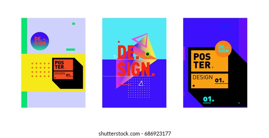 Minimalist Vector covers design Set. Cool geometric gradients shape. Futuristic Poster template.