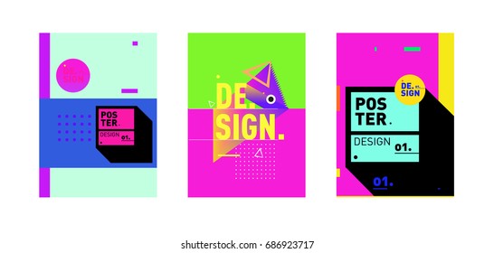 Minimalist Vector covers design Set. Cool geometric gradients shape. Futuristic Poster template.