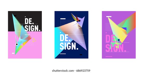 Minimalist Vector covers design Set. Cool geometric gradients shape. Futuristic Poster template.