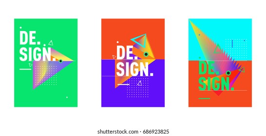 Minimalist Vector covers design Set. Cool geometric gradients shape. Futuristic Poster template.