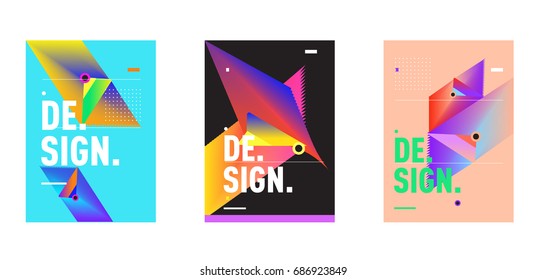 Minimalist Vector covers design Set. Cool geometric gradients shape. Futuristic Poster template.