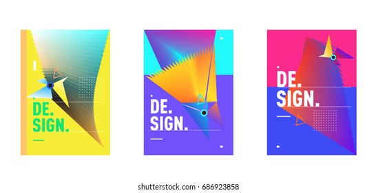 Minimalist Vector covers design Set. Cool geometric gradients shape. Futuristic Poster template.