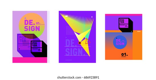 Minimalist Vector covers design Set. Cool geometric gradients shape. Futuristic Poster template.