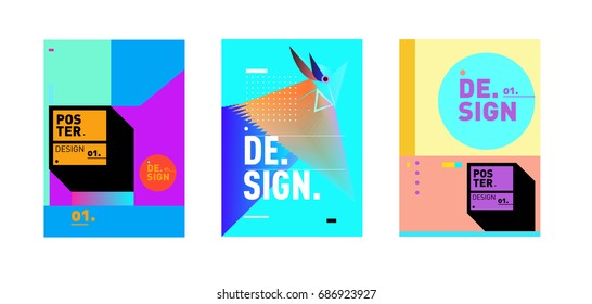 Minimalist Vector covers design Set. Cool geometric gradients shape. Futuristic Poster template.
