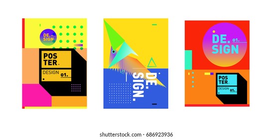 Minimalist Vector covers design Set. Cool geometric gradients shape. Futuristic Poster template.