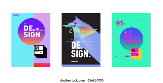 Minimalist Vector covers design Set. Cool geometric gradients shape. Futuristic Poster template.