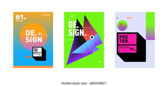Minimalist Vector covers design Set. Cool geometric gradients shape. Futuristic Poster template.