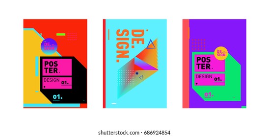 Minimalist Vector covers design Set. Cool geometric gradients shape. Futuristic Poster template.