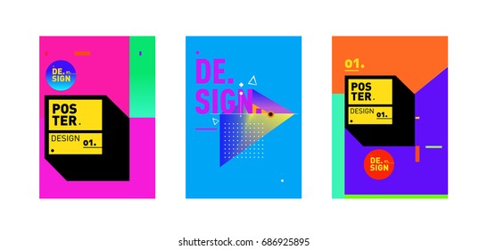 Minimalist Vector covers design Set. Cool geometric gradients shape. Futuristic Poster template.