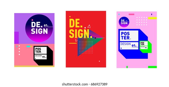 Minimalist Vector covers design Set. Cool geometric gradients shape. Futuristic Poster template.