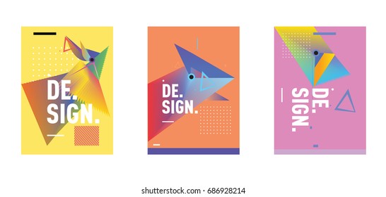 Minimalist Vector covers design Set. Cool geometric gradients shape. Futuristic Poster template.