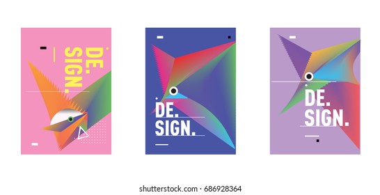 Minimalist Vector covers design Set. Cool geometric gradients shape. Futuristic Poster template.
