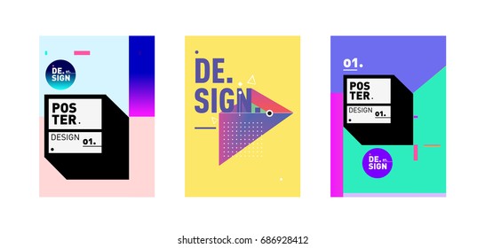 Minimalist Vector covers design Set. Cool geometric gradients shape. Futuristic Poster template.