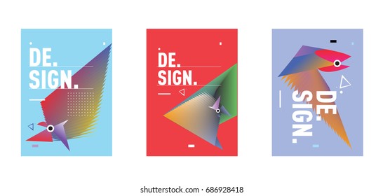 Minimalist Vector covers design Set. Cool geometric gradients shape. Futuristic Poster template.