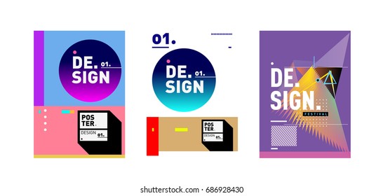 Minimalist Vector covers design Set. Cool geometric gradients shape. Futuristic Poster template.