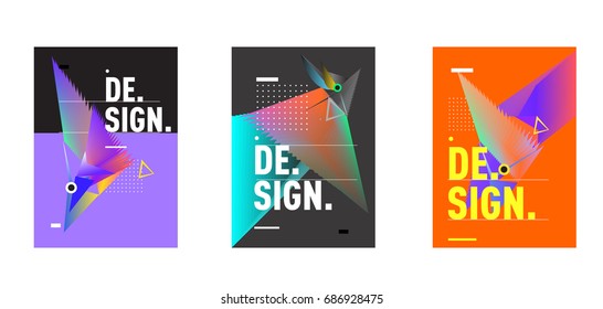 Minimalist Vector covers design Set. Cool geometric gradients shape. Futuristic Poster template.