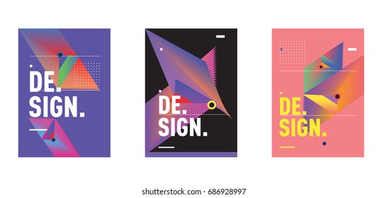 Minimalist Vector covers design Set. Cool geometric gradients shape. Futuristic Poster template.