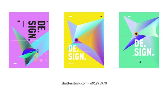 Minimalist Vector covers design Set. Cool geometric gradients shape. Futuristic Poster template.