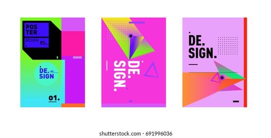 Minimalist Vector covers design Set. Cool geometric gradients shape. Futuristic Poster template.