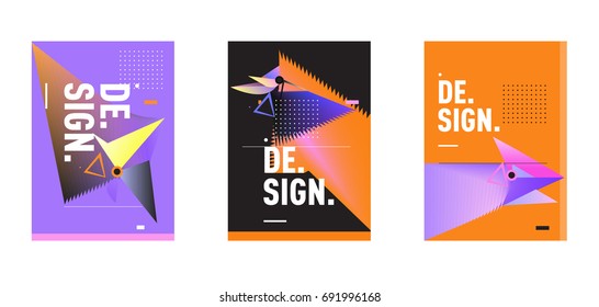 Minimalist Vector covers design Set. Cool geometric gradients shape. Futuristic Poster template.