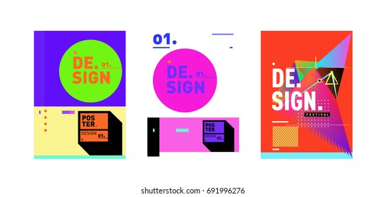 Minimalist Vector covers design Set. Cool geometric gradients shape. Futuristic Poster template.