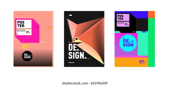Minimalist Vector covers design Set. Cool geometric gradients shape. Futuristic Poster template.