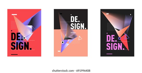 Minimalist Vector covers design Set. Cool geometric gradients shape. Futuristic Poster template.