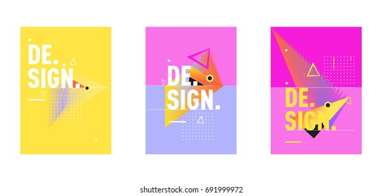 Minimalist Vector covers design Set. Cool geometric gradients shape. Futuristic Poster template.