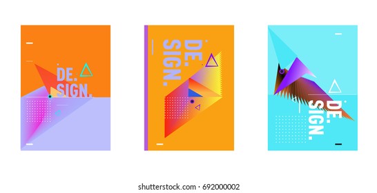 Minimalist Vector covers design Set. Cool geometric gradients shape. Futuristic Poster template.