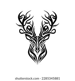  Minimalist vector deer logo in black and white.