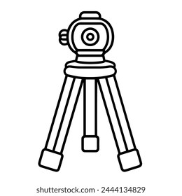 Representación vectorial minimalista de un contorno de trípode de cámara, perfecto para videografía.