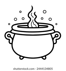 Minimalist vector depiction of a cauldron outline, ideal for witchcraft graphics.