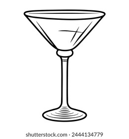 Minimalist vector depiction of a cocktail glass outline, ideal for drink menus.