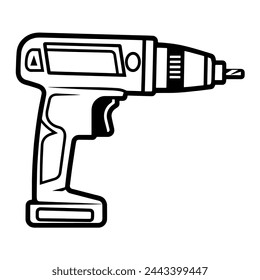 Minimalist vector depiction of a cordless drill outline, ideal for construction graphics.