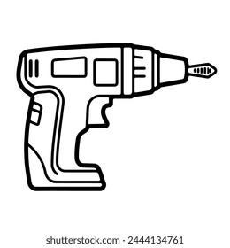 Representación vectorial minimalista de un contorno de taladro inalámbrico, ideal para gráficos de construcción.