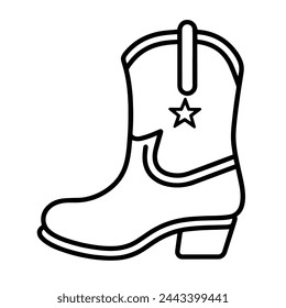 Minimalist vector depiction of a cowboy boot outline, perfect for fashion graphics.