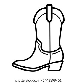 Minimalist vector depiction of a cowboy boot outline, perfect for fashion graphics.