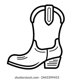 Minimalist vector depiction of a cowboy boot outline, perfect for fashion graphics.