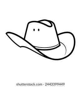 Minimalist vector depiction of a cowboy hat outline, ideal for fashion graphics.