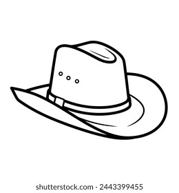 Representación vectorial minimalista de un contorno de sombrero de vaquero, ideal para gráficos de moda.