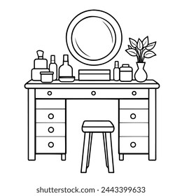 Minimalist vector depiction of a dressing table outline, ideal for furniture graphics.