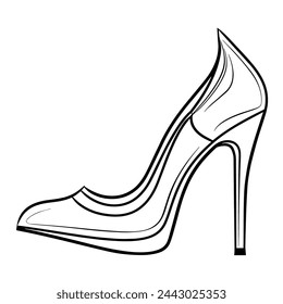 Minimalist vector depiction of elegant women's high heel outline, ideal for footwear graphics.