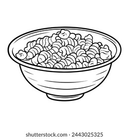 Minimalist vector depiction of fusilli pasta outline, ideal for recipe illustrations.