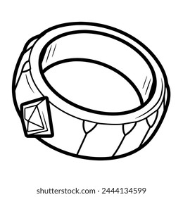 Minimalist vector depiction of a gemstone ring outline, ideal for accessory graphics.