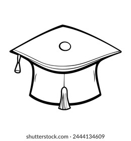 Minimalist vector depiction of a grad school hat outline, ideal for graduation graphics.