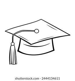 Minimalist vector depiction of a grad school hat outline, ideal for graduation graphics.